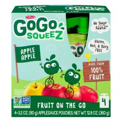 GoGo SqueeZ No Sugar Added Applesauce and Fruit Puree Apple Apple - 12.8oz/4ct