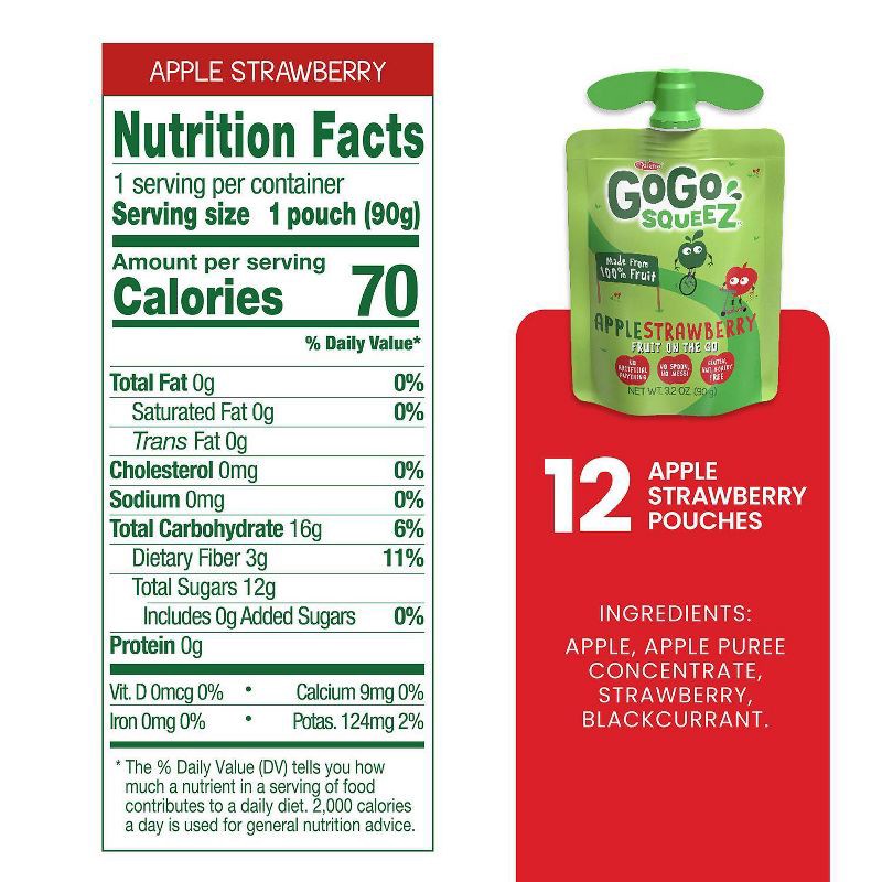 slide 2 of 8, GoGo squeeZ Applesauce, Apple Strawberry - 3.2oz/12ct, 12 ct; 3.2 oz