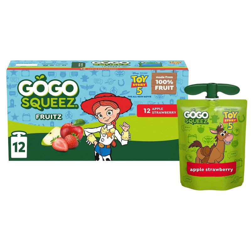 slide 1 of 9, GoGo SqueeZ No Sugar Added Applesauce and Fruit Puree Apple Strawberry - 38.4oz/12ct, 38.4 oz, 12 ct