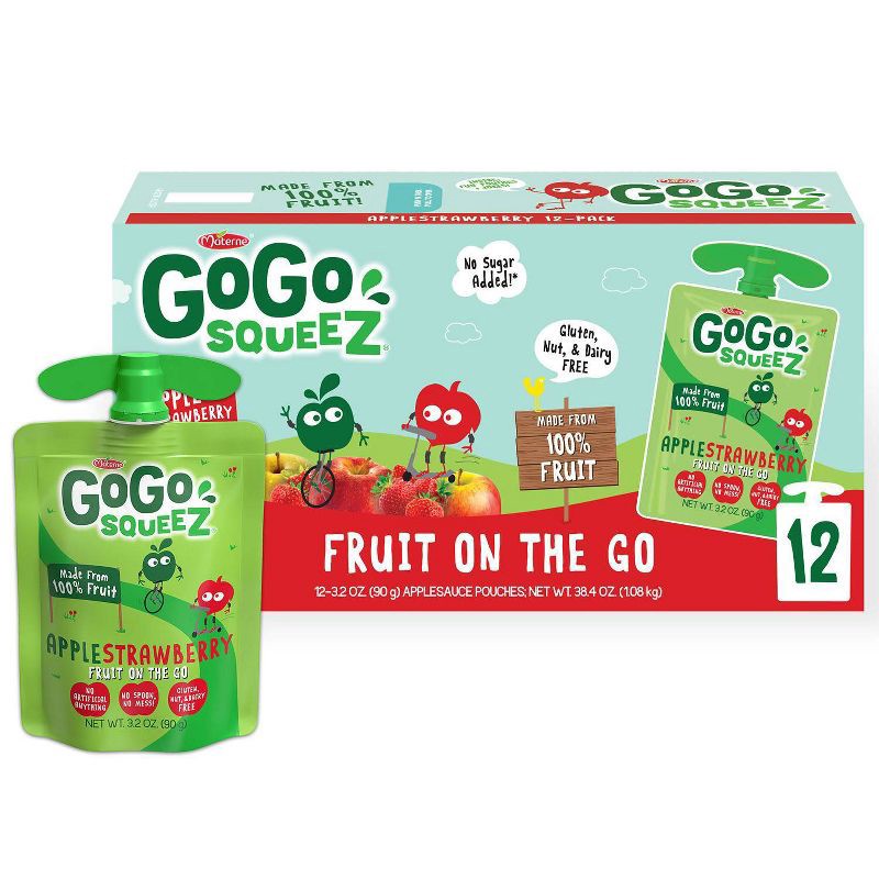 slide 1 of 8, GoGo squeeZ Applesauce, Apple Strawberry - 3.2oz/12ct, 12 ct; 3.2 oz