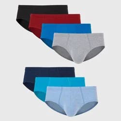 Hanes Premium Men's Stretch Comfort Soft Waistband Briefs 7pk - Blue/Black/Gray M: Tagless, Low Rise, Lightweight Fabric
