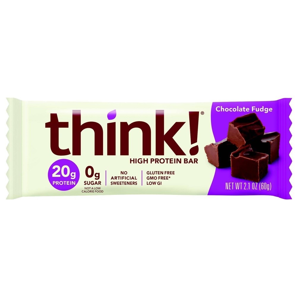 slide 2 of 3, thinkThin think! High Protein Chocolate Fudge Bars, 5 ct