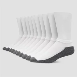 Men's Hanes Premium Low Cut Socks 10pk - White 6-12: Moisture Wicking, Breathable, Midweight, Machine Washable, Ribbed