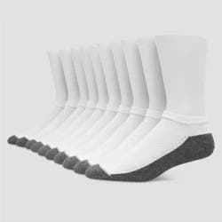 Men's Hanes Premium Low Cut Socks 10pk - White 6-12: Moisture Wicking, Breathable, Midweight, Machine Washable, Ribbed