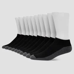 Men's Hanes Premium Low Cut Socks 10pk - Black: Moisture Wicking, Breathable, Midweight, Size 6-12