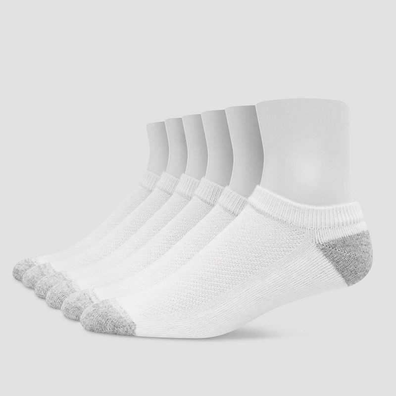 slide 1 of 3, Hanes Premium Men's X-Temp Breathable No Show Socks 6pk - White 6-12: Moisture Wicking, Midweight, Ribbed, 6 ct