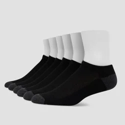 Hanes Premium Men's X-Temp Breathable No Show Socks 6pk - Black 6-12: Moisture Wicking, Midweight, Ribbed