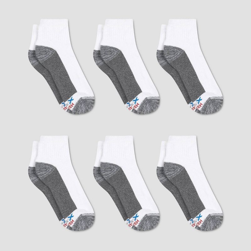 slide 2 of 3, Hanes Premium Men's Xtemp Ultra Cushion 6pk Ankle Socks - White 6-12: Cushioned Sole, Breathable Fabric, 6 ct