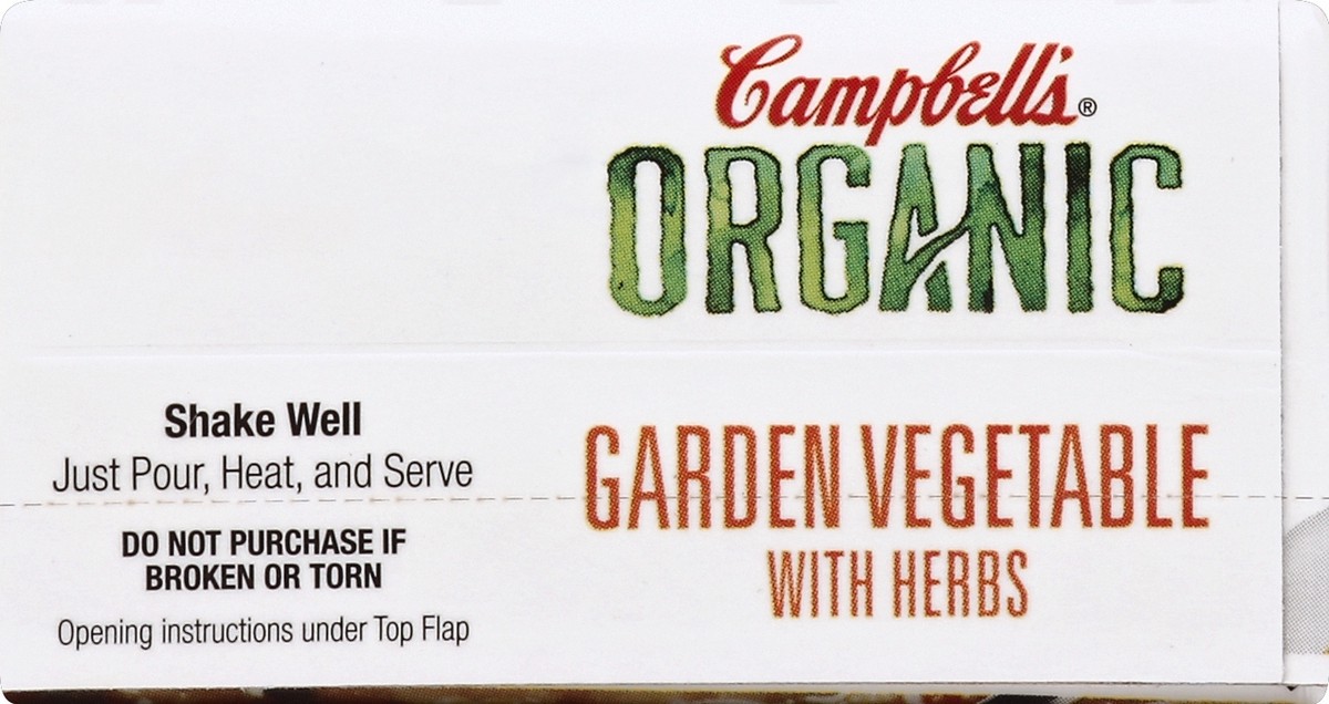 slide 2 of 4, Campbell's Organic Garden Vegetable With Herbs Soup, 17 oz