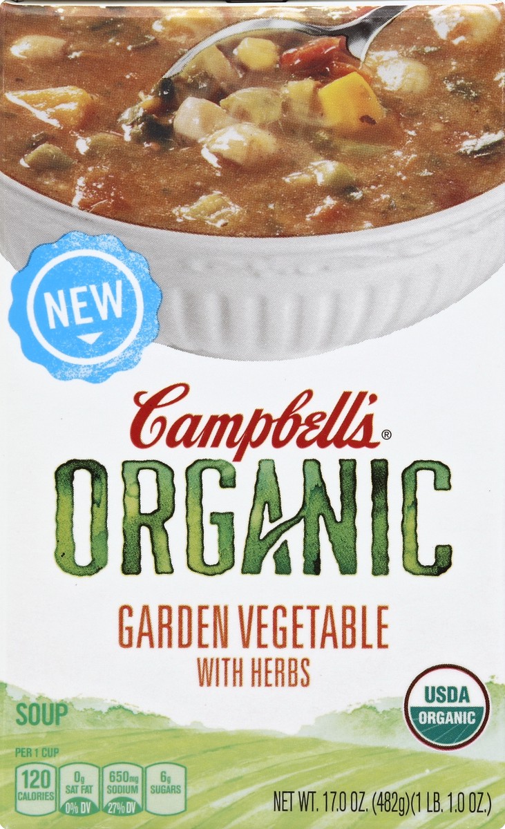 slide 4 of 4, Campbell's Organic Garden Vegetable With Herbs Soup, 17 oz