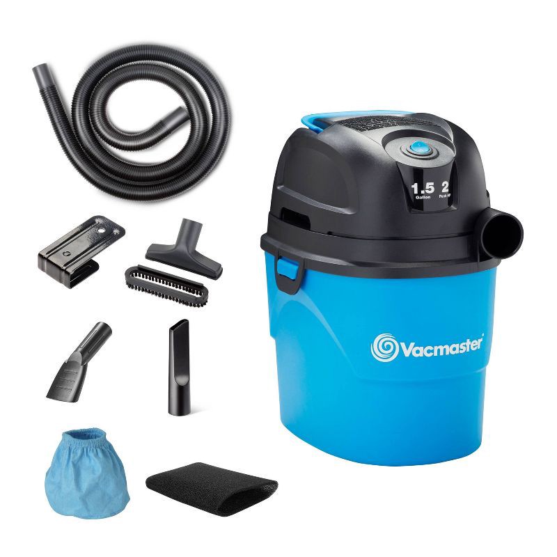 slide 2 of 9, Vacmaster 1.5gal Wet/Dry Vac with Bonus Car Nozzle: Portable Electric Shop Vacuum, Multi-Surface, 600W, Corded, 1.5 gal