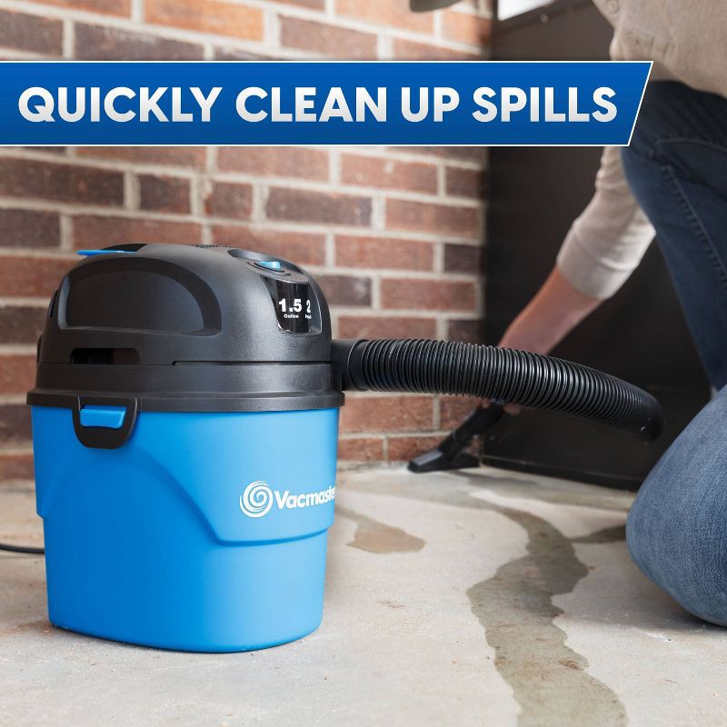 slide 6 of 9, Vacmaster 1.5gal Wet/Dry Vac with Bonus Car Nozzle: Portable Electric Shop Vacuum, Multi-Surface, 600W, Corded, 1.5 gal