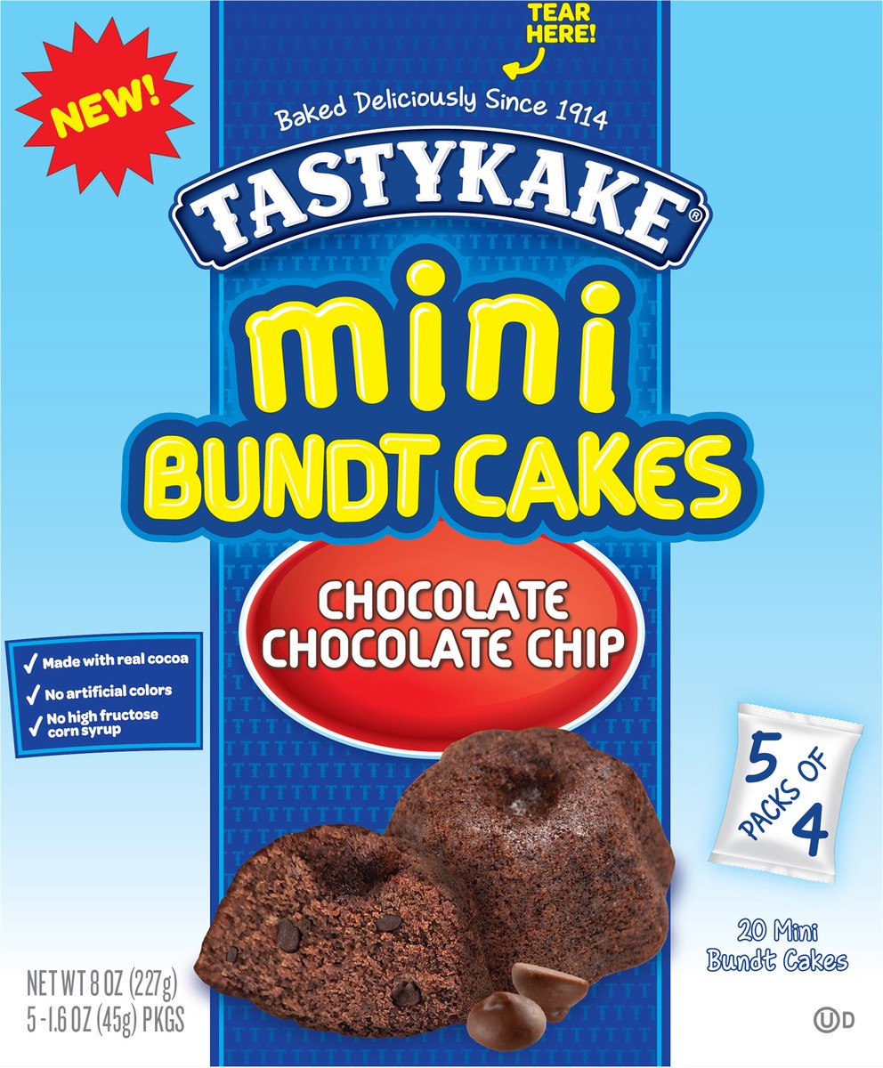slide 7 of 9, Tastykake Chocolate Mini Bundt Cakes, Portable Chocolate Snack Cakes, 5 Pouches per Box - 5 ct, 5 ct