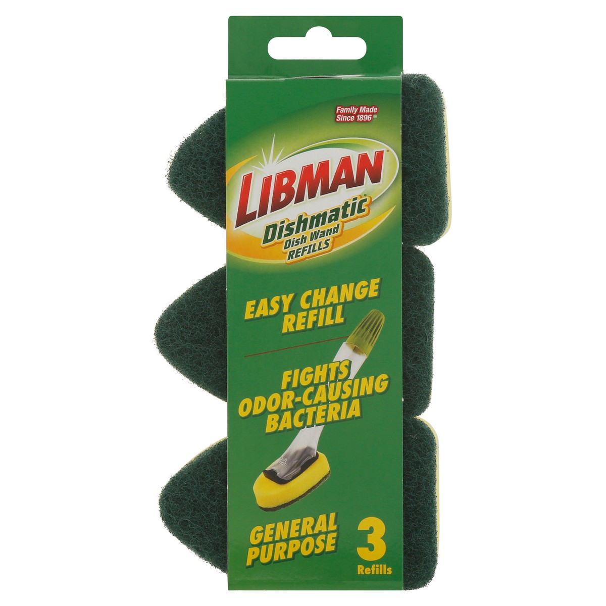 slide 1 of 9, Libman Dishmatic Dish Wand Refills 3 ea, 3 ct