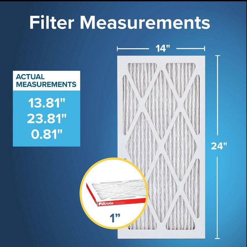 slide 2 of 9, Filtrete 14x24x1 Allergen Defense Air Filter 1000 MPR: MERV 11 Electrostatic Furnace Filter, Captures Dust & Pollen, 1 ct
