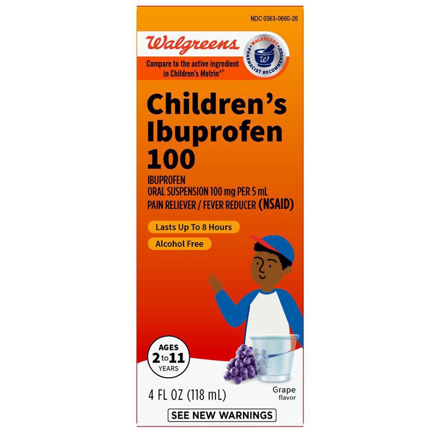 slide 1 of 5, Walgreens Children's Grape Flavored Ibuprofen 100 Liquid, 4 fl oz