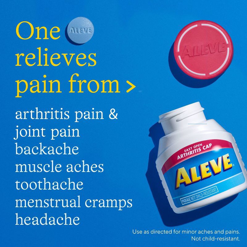 slide 4 of 8, Aleve NSAID Tablets with Easy Open Arthritis Cap, Naproxen Sodium, for Pain Relief - 200ct, 200 ct