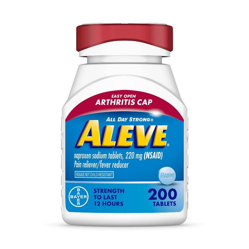 slide 1 of 8, Aleve NSAID Tablets with Easy Open Arthritis Cap, Naproxen Sodium, for Pain Relief - 200ct, 200 ct