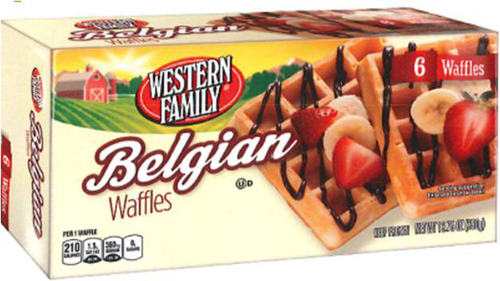 slide 1 of 1, Western Family Belgian Waffles, 13.08 oz