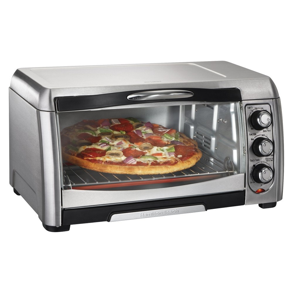 slide 2 of 7, Hamilton Beach Slice Convection Toaster Oven Stainless Steel/Black, 1 ct