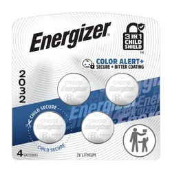 Energizer 2032 Batteries 4pk - Lithium Coin Battery: Silver, 3.0V, Non-Rechargeable