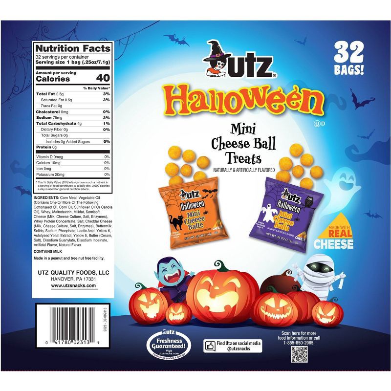 slide 2 of 4, Utz Halloween Mini Cheese Ball Treats - 8oz/32ct, 32 ct; 8 oz