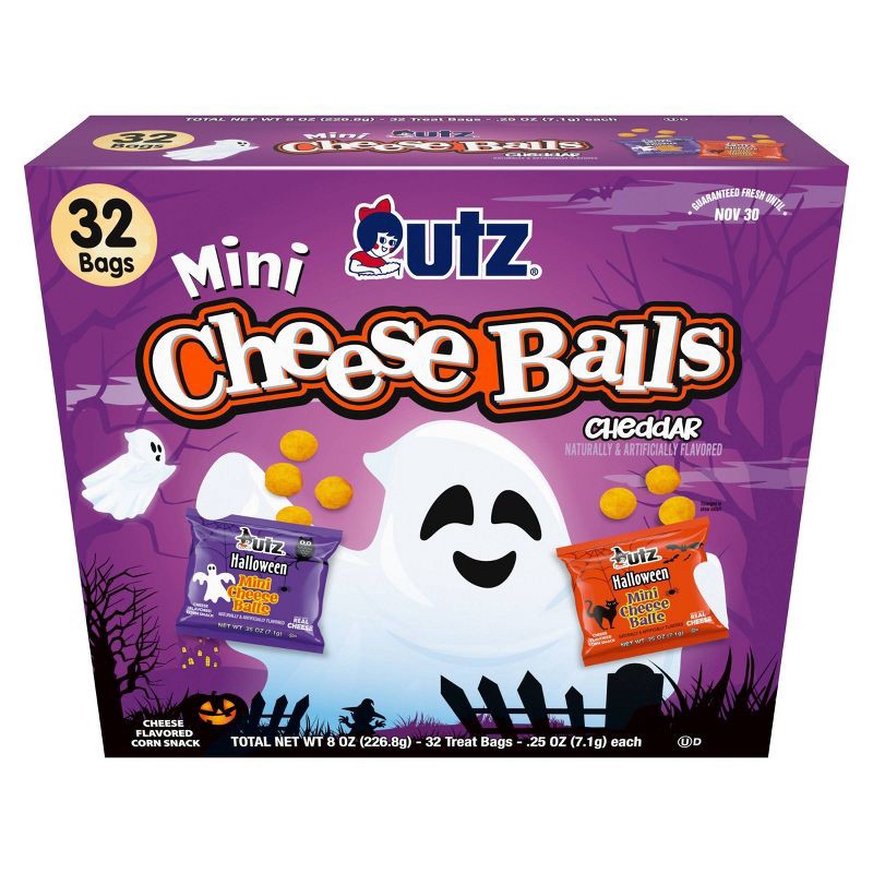 slide 1 of 8, Utz Halloween Snacks Mini Cheese Ball Treats - 8oz/32ct, 8 oz; 32 ct