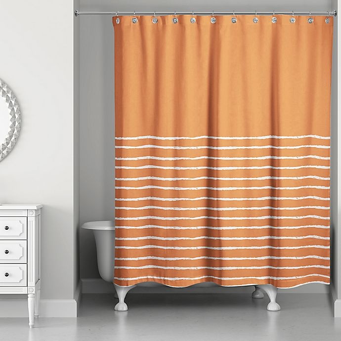 slide 1 of 1, Designs Direct Striped Shower Curtain - Orange, 71 in x 74 in