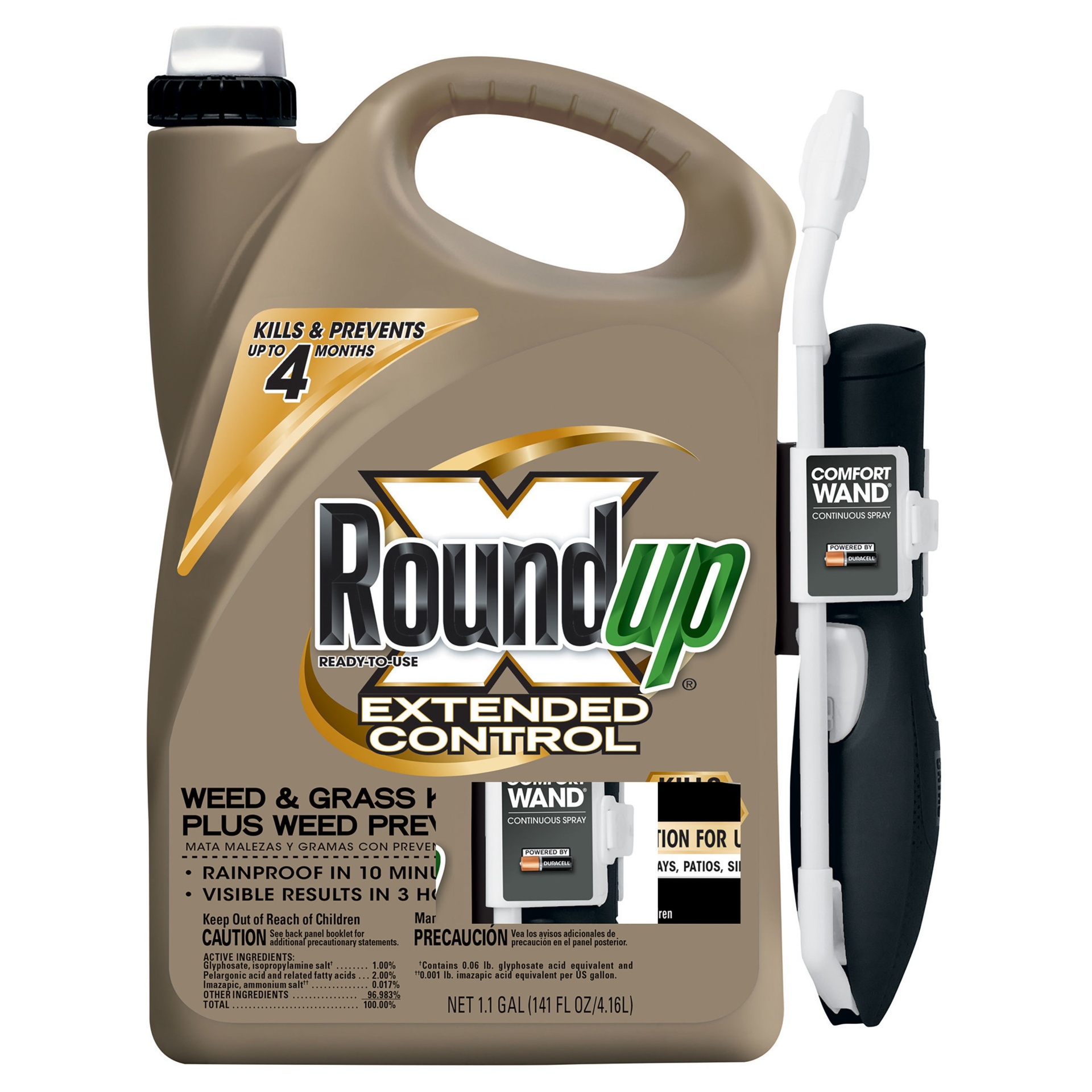 slide 1 of 3, Roundup Extended Control Weed & Grass Killer 1.1 Gallon Ready to Use Wand, 1.1 gal