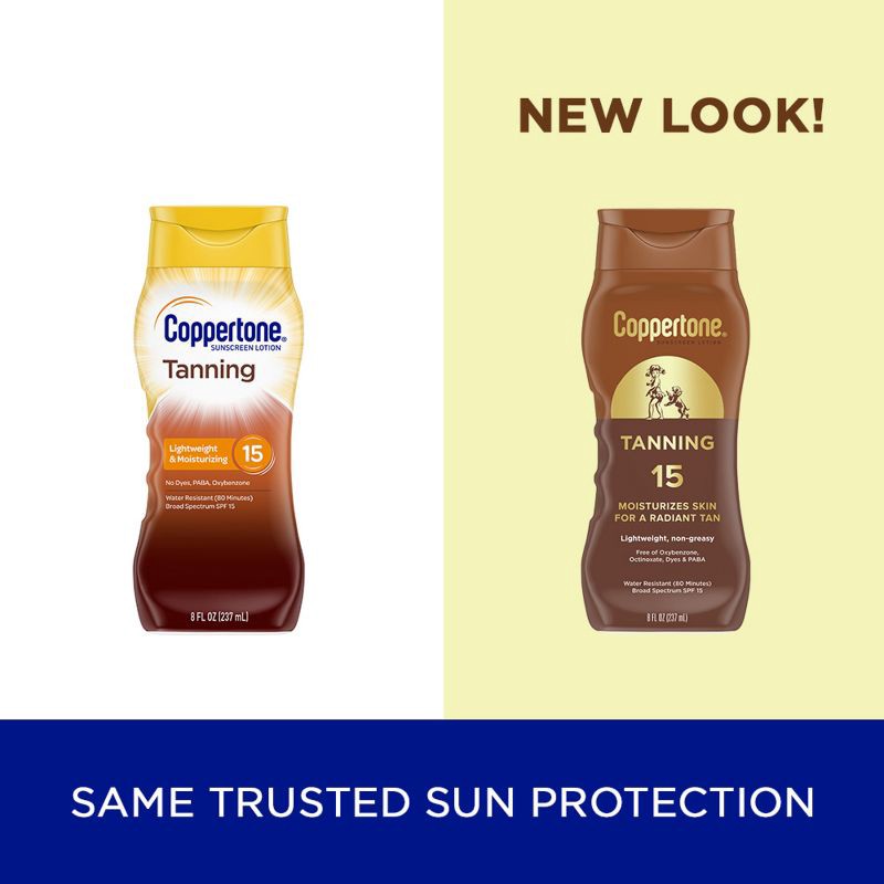 slide 14 of 14, Coppertone Tanning Sunscreen Lotion - Water Resistant Sunscreen - SPF 15 - 8 fl oz, 15 x 8 fl oz