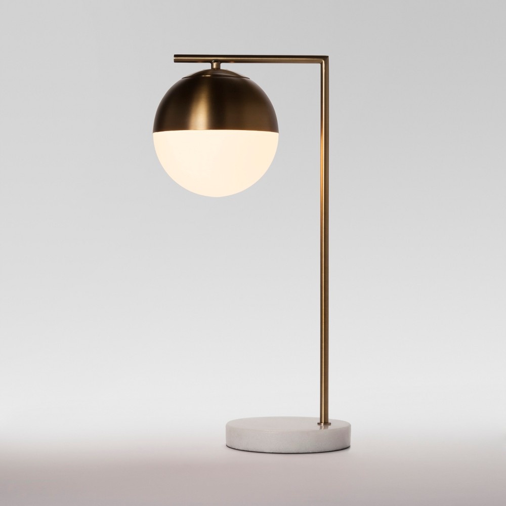 slide 3 of 4, Project 62 Geneva Glass Globe Task Lamp with Marble Base - Brass, 1 ct