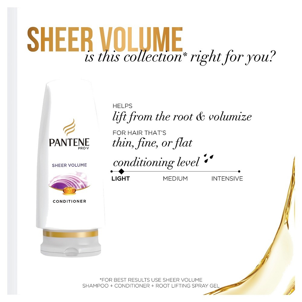 slide 4 of 5, Pantene Pro-V Sheer Volume Conditioner, 12 fl oz