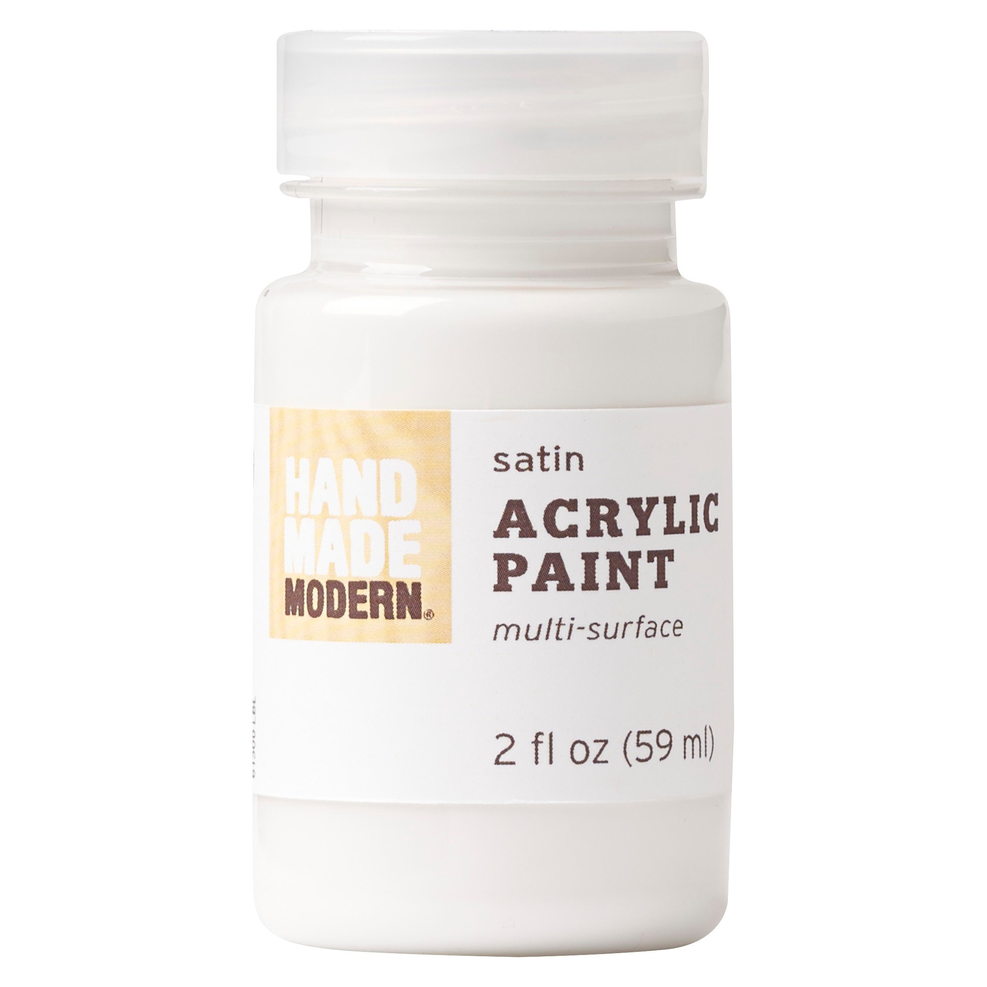 slide 1 of 1, Hand Made Modern Satin Acrylic Paint - White, 2 oz