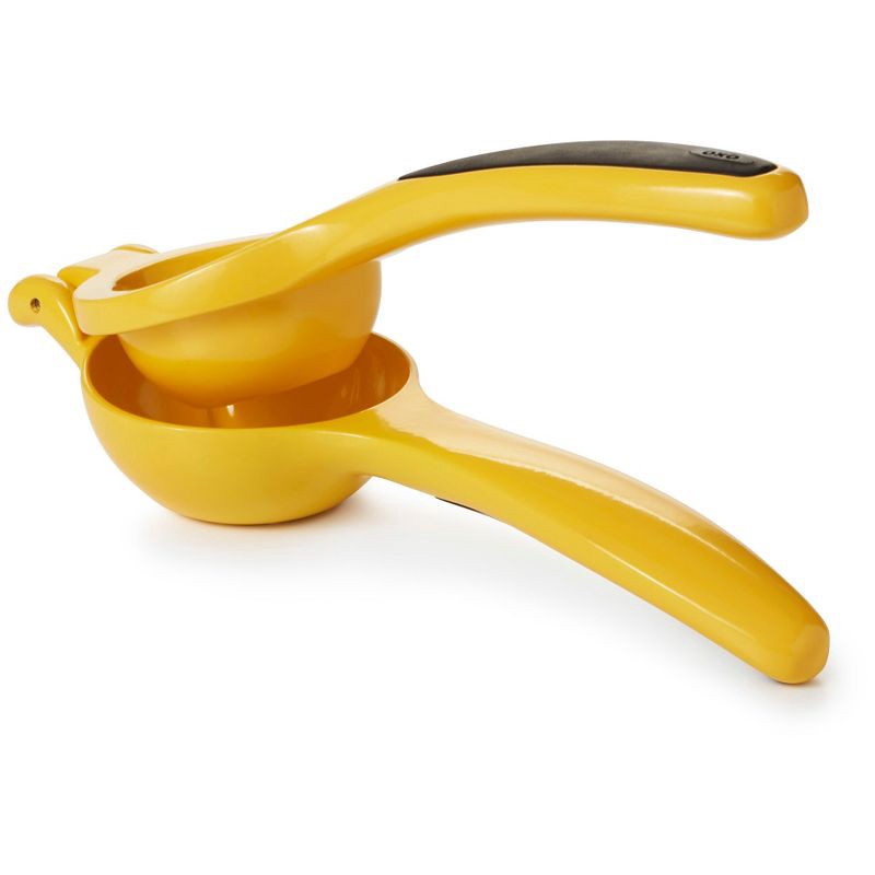 slide 3 of 7, OXO Softworks Citrus Squeezer: Aluminum Handheld Lemon & Lime Juicer, Dishwasher-Safe, Yellow, 1 ct