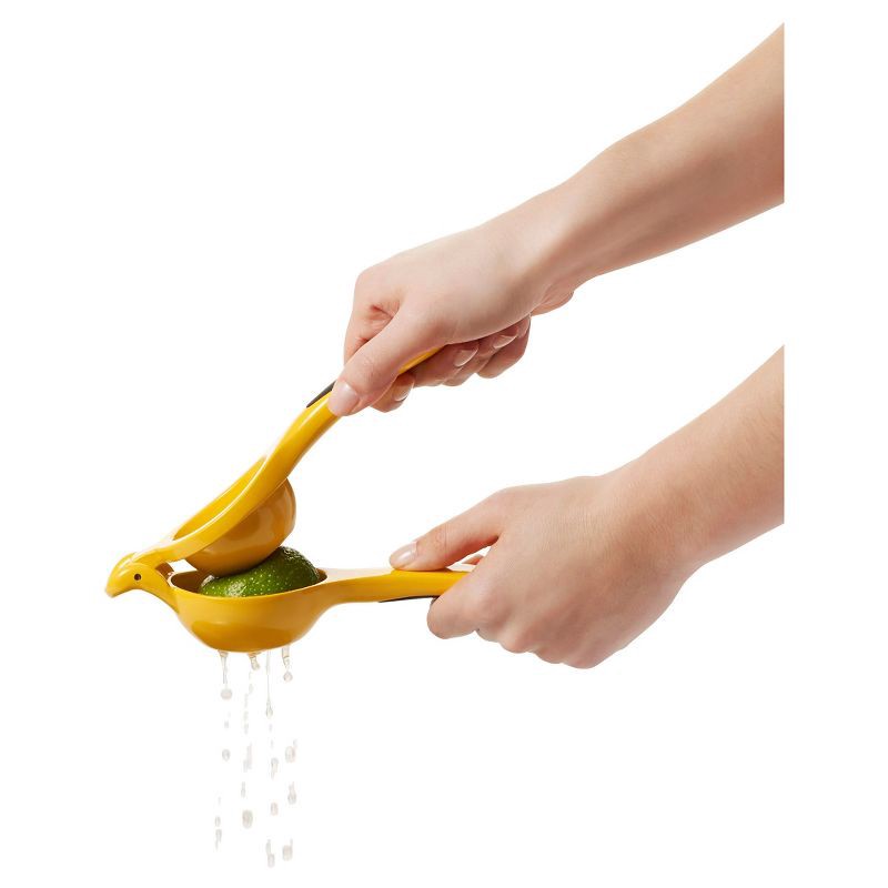 slide 7 of 7, OXO Softworks Citrus Squeezer: Aluminum Handheld Lemon & Lime Juicer, Dishwasher-Safe, Yellow, 1 ct