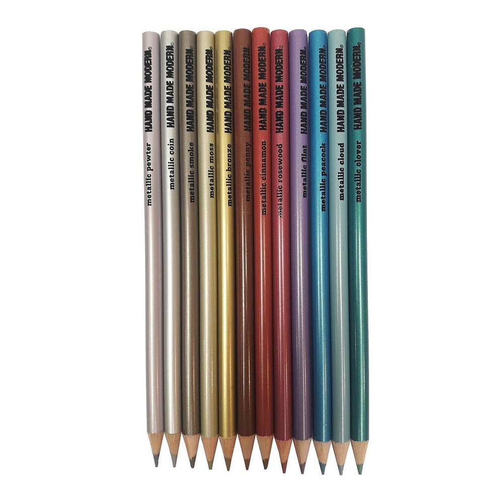 slide 2 of 2, Hand Made Modern Metallic Colored Pencils, 12 ct