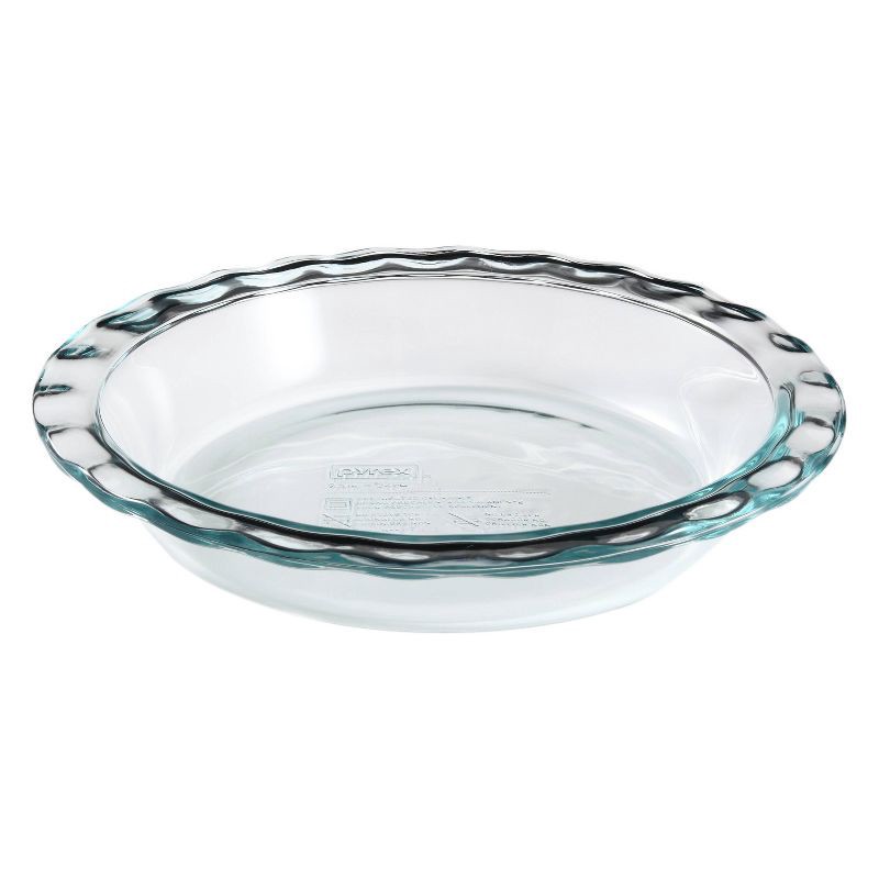 slide 3 of 9, Pyrex Easy Grab 9.5" Glass Pie Pan: Clear, Round, Odor & Stain-Resistant, Freezer & Oven-Safe, 2-Year Warranty, 1 ct