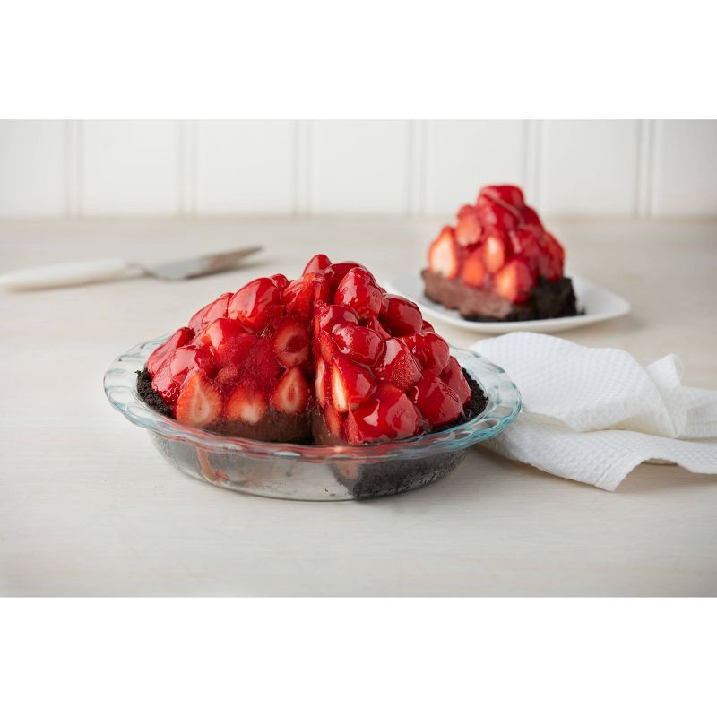 slide 5 of 9, Pyrex Easy Grab 9.5" Glass Pie Pan: Clear, Round, Odor & Stain-Resistant, Freezer & Oven-Safe, 2-Year Warranty, 1 ct