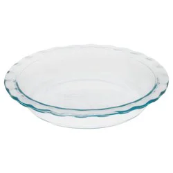 Pyrex Easy Grab 9.5" Glass Pie Pan: Clear, Round, Odor & Stain-Resistant, Freezer & Oven-Safe, 2-Year Warranty