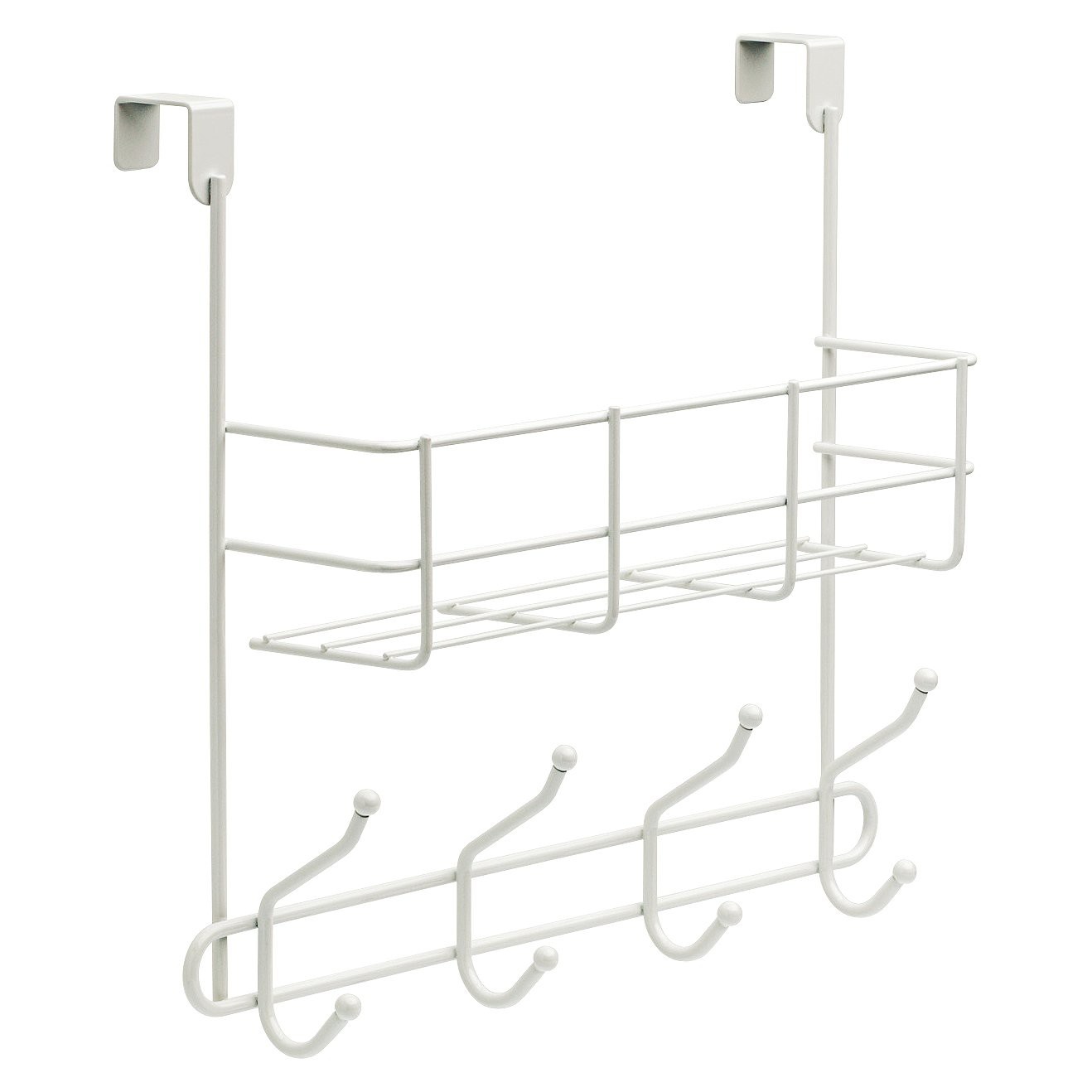 slide 1 of 1, Over The Door Basket with Decorative Hook Rack White - Room Essentials, 1 ct