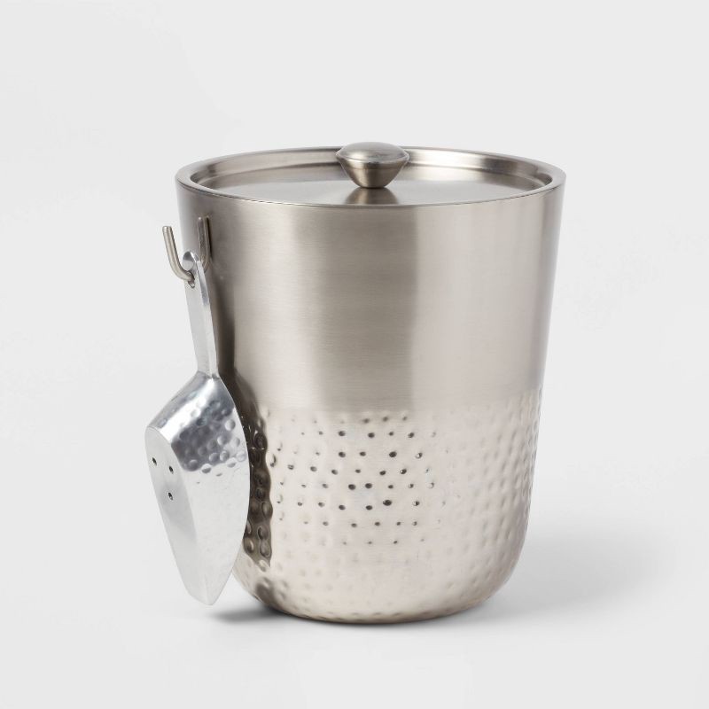 slide 1 of 3, Hammered Metal Ice Bucket with Ice Scoop - Threshold™, 1 ct