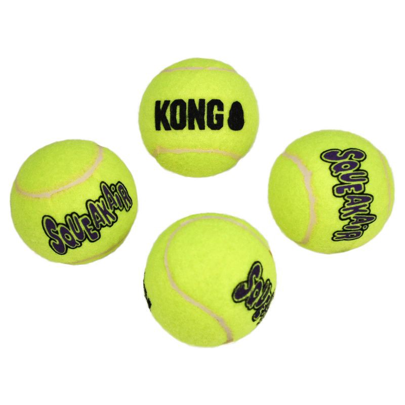 slide 2 of 5, KONG SqueakAir Tennis Ball Dog Toy - Yellow - 4ct, 4 ct
