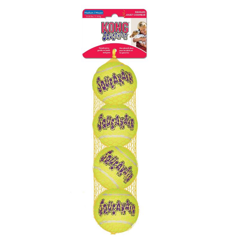 slide 1 of 5, KONG SqueakAir Tennis Ball Dog Toy - Yellow - 4ct, 4 ct