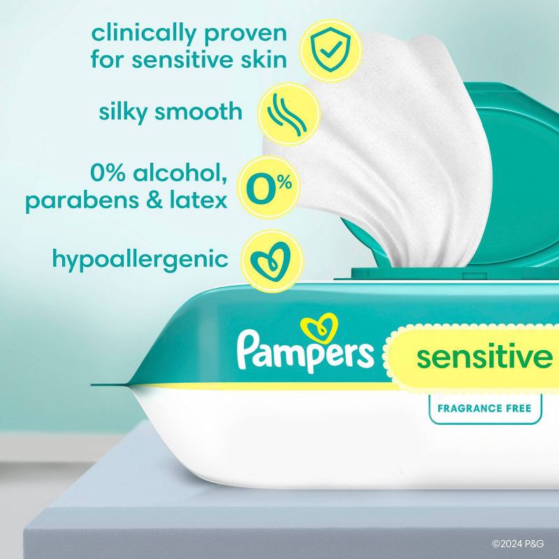 slide 3 of 13, Pampers Sensitive Baby Wipes - 56ct, 56 ct