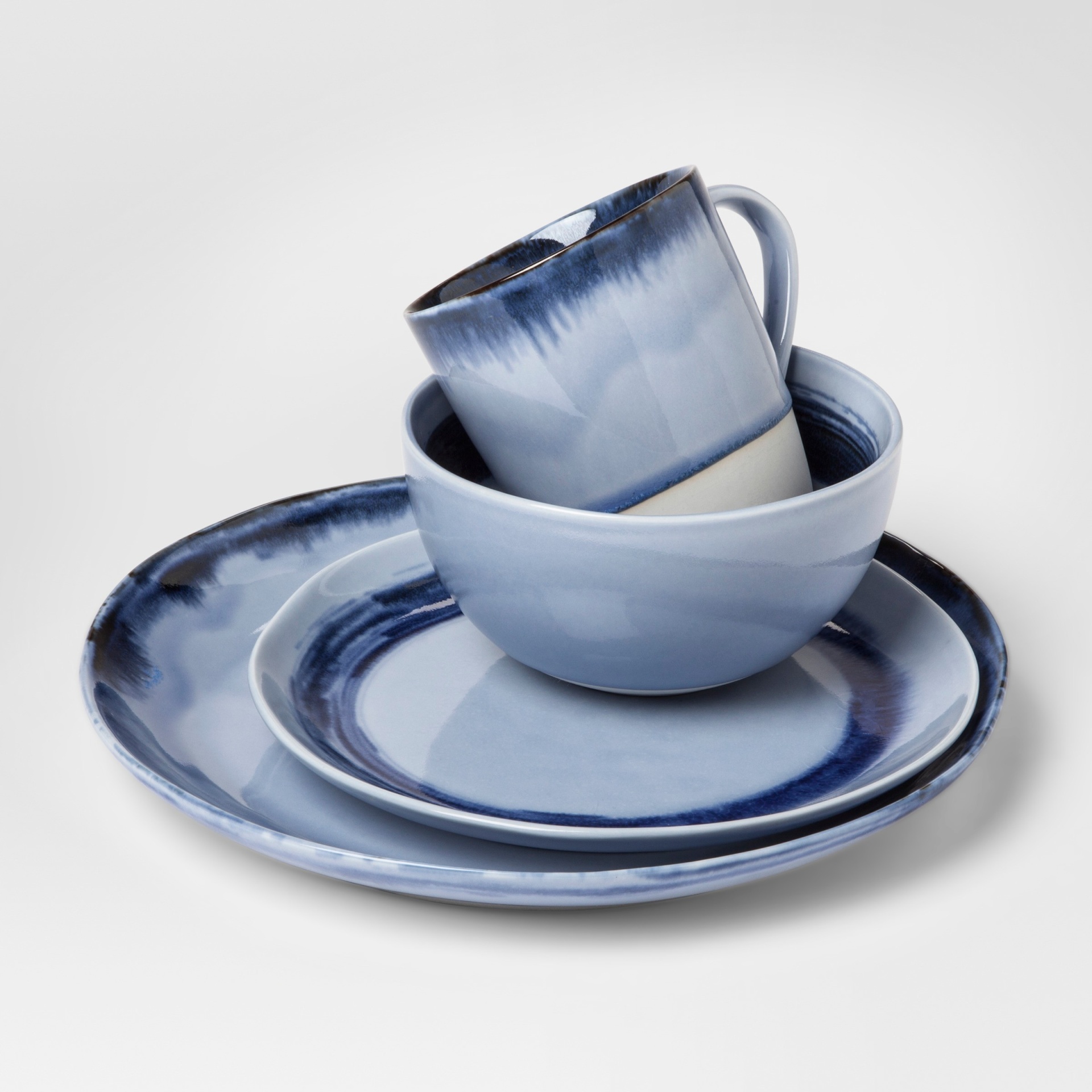 slide 1 of 1, Project 62 Valetta Porcelain Dinnerware Set Blue, 16 ct