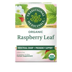Traditional Medicinals Organic Raspberry Leaf Herbal Tea - 16ct: Non-Caffeinated, Gluten-Free