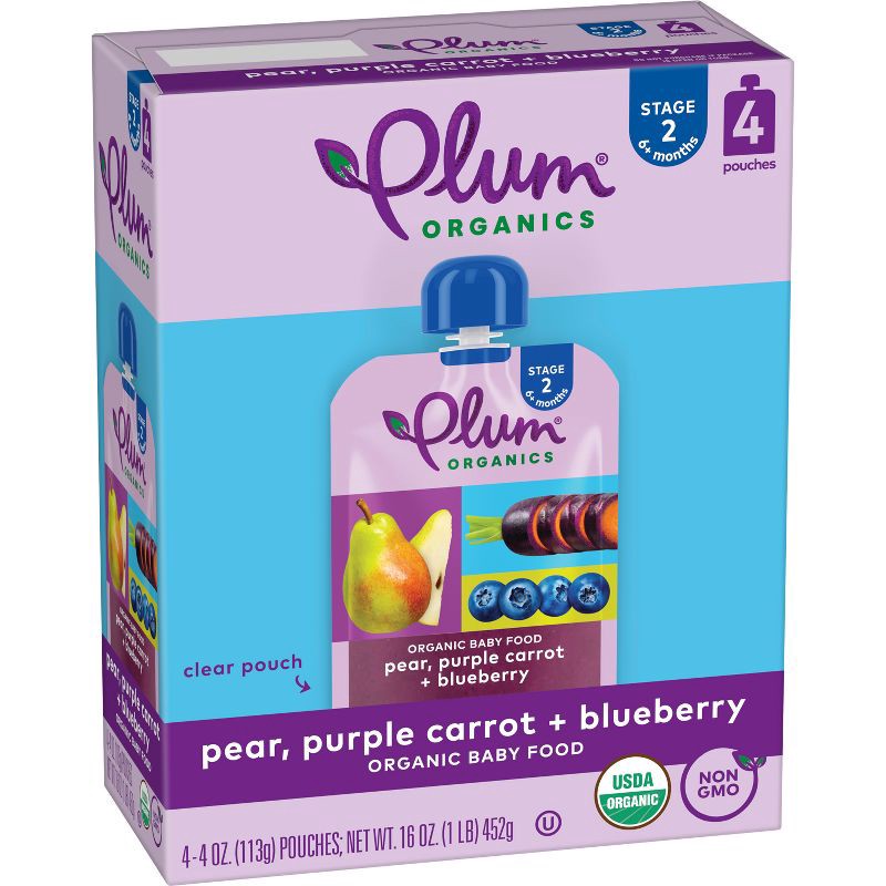 slide 6 of 10, Plum Organics Baby Food Stage 2 - Pear Purple Carrot Blueberry - 4oz, 4 oz