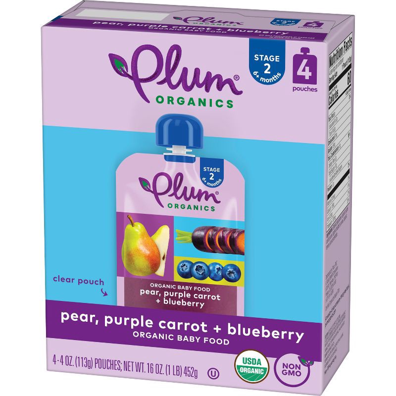 slide 3 of 10, Plum Organics Baby Food Stage 2 - Pear Purple Carrot Blueberry - 4oz, 4 oz