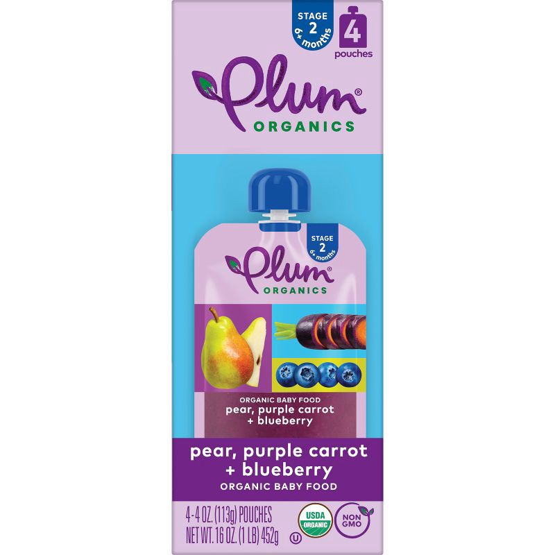 slide 10 of 10, Plum Organics Baby Food Stage 2 - Pear Purple Carrot Blueberry - 4oz, 4 oz