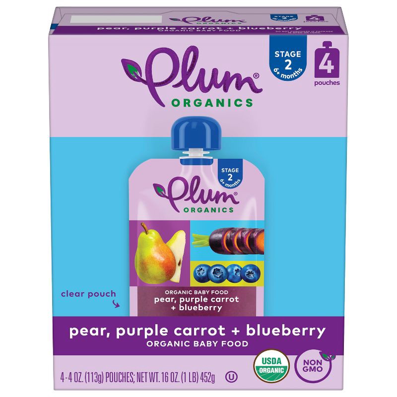 slide 1 of 10, Plum Organics Baby Food Stage 2 - Pear Purple Carrot Blueberry - 4oz, 4 oz